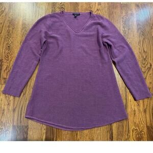 Eileen Fisher Women’s 100% Merino Wool Tunic Sweater – Purple – Size LP